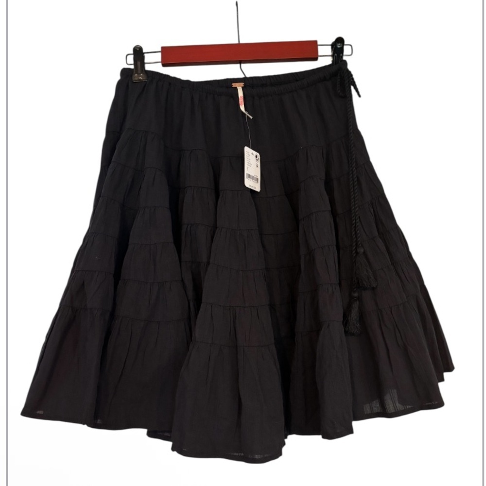 Free People Black Tiered Midi Skirt - Picture 2 of 4